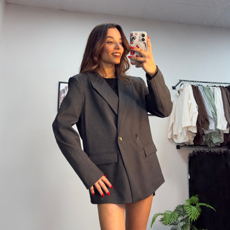 Düğmeli Füme Blazer Ceket