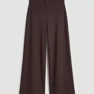 LCW Comfort Kahverengi Beli Lastikli Geniş Paça Kadın Pantolon