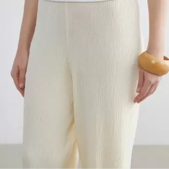 LCWAIKIKI Classic Sarı Beli Lastikli Dokulu Kadın Triko Pantolon