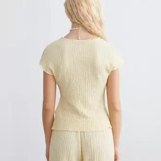 XSIDE Sarı Dik Yaka Dokulu Kadın Body