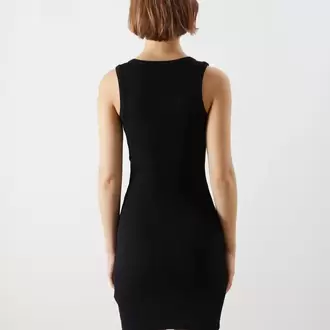 XSIDE Siyah U Yaka Bodycon Elbise