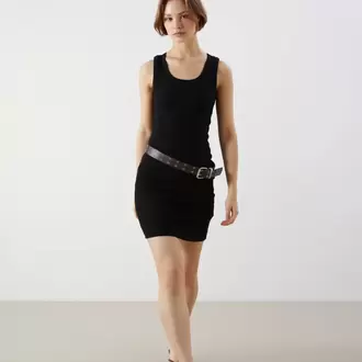 XSIDE Siyah U Yaka Bodycon Elbise