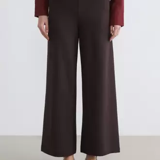 LCW Comfort Kahverengi Beli Lastikli Geniş Paça Kadın Pantolon