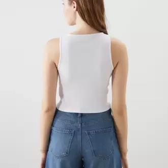 XSIDE Beyaz Bisiklet Yaka Kiraz Baskılı Kadın Atlet