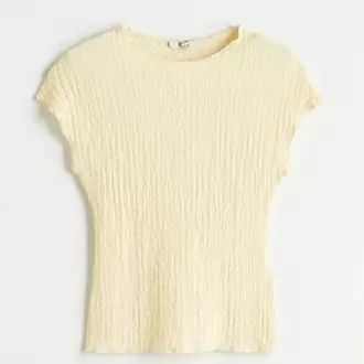 XSIDE Sarı Dik Yaka Dokulu Kadın Body