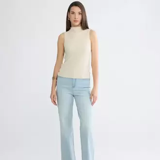 LC WAIKIKI Bej Dik Yaka Dokulu Bluz