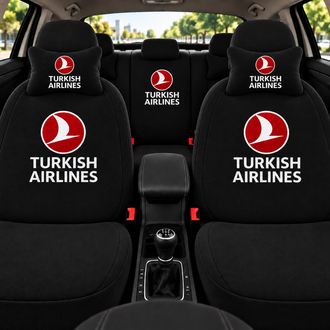 Turkısh airlans logolu 8 parça servis kılıfı siyah