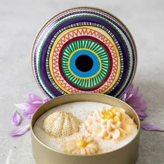 Sacred Mandala Nazar Boncuklu Teneke Kutu Soya Mum