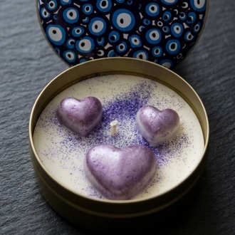 Purple Eclipse Nazar Boncuklu Teneke Kutu Soya Mum