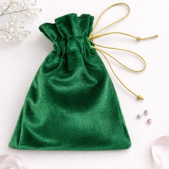Emerald Mini Kese 10x15 cm  Kadife Hediye & Takı Kesesi – Zümrüt Yeşili Şık Sunum