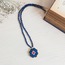 Gül Deseni İşlemeli Lapis Lazuli Taşlı Kolye