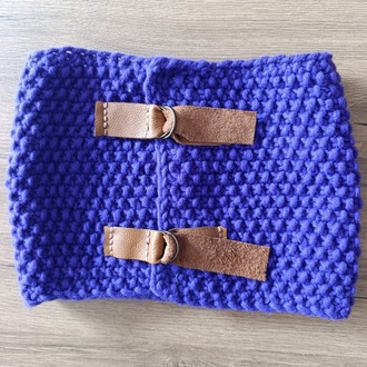 El Örgüsü Unisex Batik Boyunluk – Mor–Taba Deri Detaylı