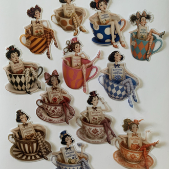 Whimsy Teacup Dolls Pet Sticker Seti