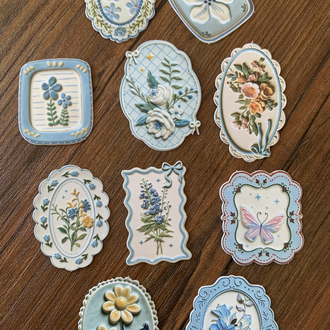 Floral Tags/Blue Stickers