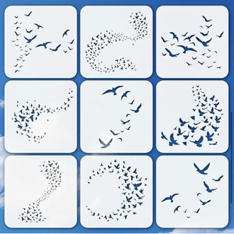 Flying Birds Stencils/ Büyük Boy