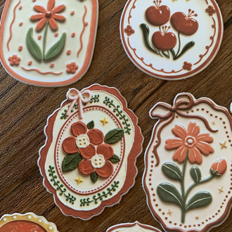 Floral Tags/Red Stickers