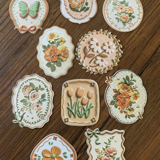 Floral Tags/Orange Stickers
