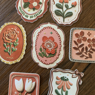Floral Tags/Red Stickers
