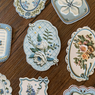 Floral Tags/Blue Stickers