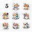 Floral Teacups Pet Sticker Seti