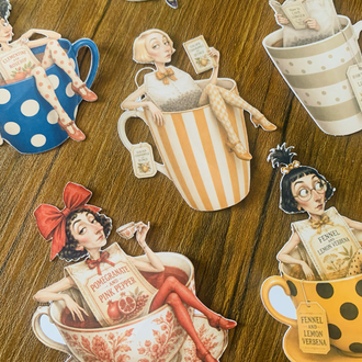 Whimsy Teacup Dolls Die-Cut Seti