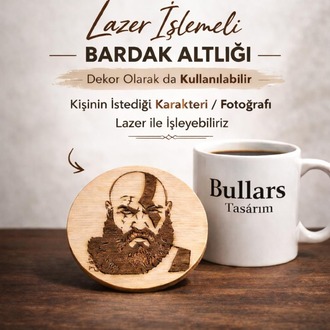 Kişiye Özel Ahşap Bardak Altlığı – Lazer Kazıma İsim, Fotoğraf & Karakter Baskı