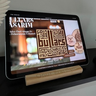 Kişiye Özel Ahşap Tablet Standı & iPad Tutucu Fotoğraf, Yazı & Logo Baskı