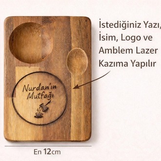 Kişiye Özel İroko Ahşap Çay Kahve Sunum Tahtası – İsim Yazılı Lazer Kazıma