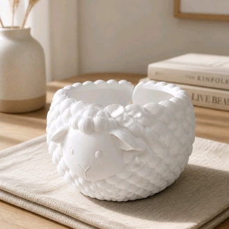 Pofuduk Kuzu Tasarım Örgü İp Kasesi - Sevimli Yarn Bowl
