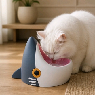 Köpekbalığı Tasarımlı Kedi Su Kabı