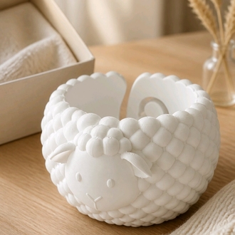 Pofuduk Kuzu Tasarım Örgü İp Kasesi - Sevimli Yarn Bowl
