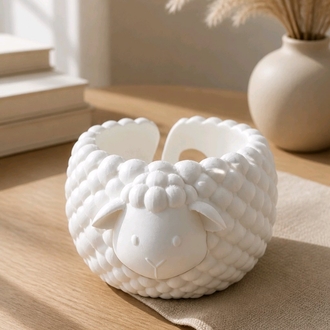 Pofuduk Kuzu Tasarım Örgü İp Kasesi - Sevimli Yarn Bowl