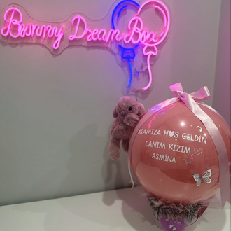 Yeni doğan tebriği balon+sarılan tavşan