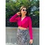 Fuşya Pembe Crop bluz