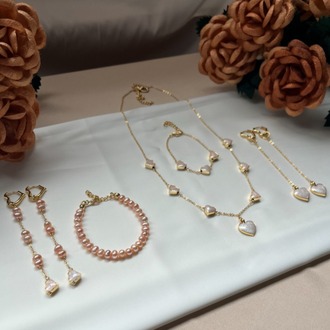 The Enamelled Shine Of Peach Pearl Love Earrings