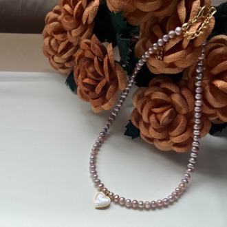 The Enamelled Shine Of Lavender Pearl Love Necklace