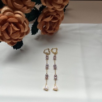 The Enamelled Shine Of Lavender Pearl Love Earrings