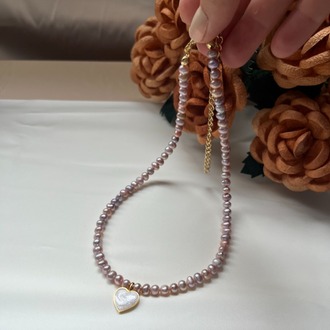 The Enamelled Shine Of Lavender Pearl Love Necklace