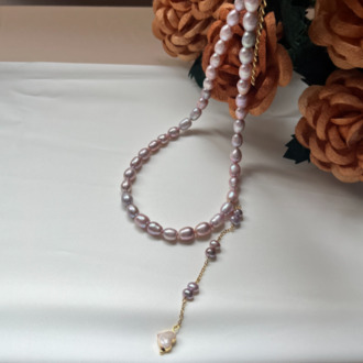 The Enamelled Shine Of Lavender Pearl Love No.2 Necklace