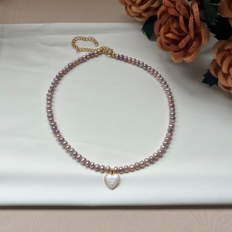 The Enamelled Shine Of Lavender Pearl Love Necklace