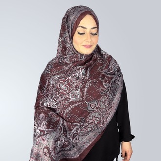 Bordo Etnik Desen Şal
