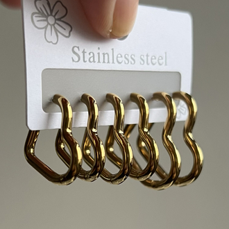 Gold Çelik Kalp Set Küpe 
