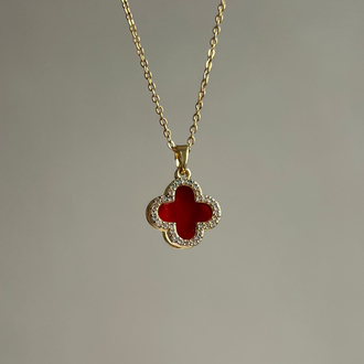 Kırmızı Çelik Taşlı Gold Kolye
