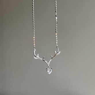 Silver Antler Heart Kolye