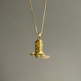 Gold Taşlı Çizme Kolye