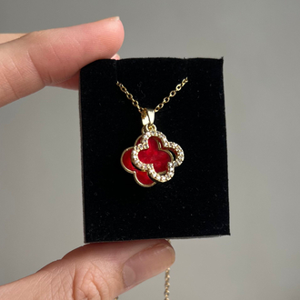 Kırmızı Çelik Taşlı Gold Kolye
