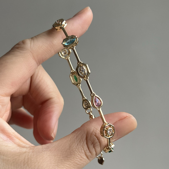 Gold Element Renkli Taşlı Bileklik