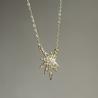 Gold Taşlı Yıldız Kolye