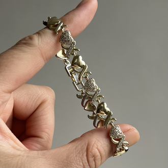 Gold Taşlı Kalp Detaylı Bileklik