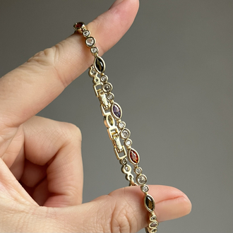 Renkli Taşlı Gold Bileklik